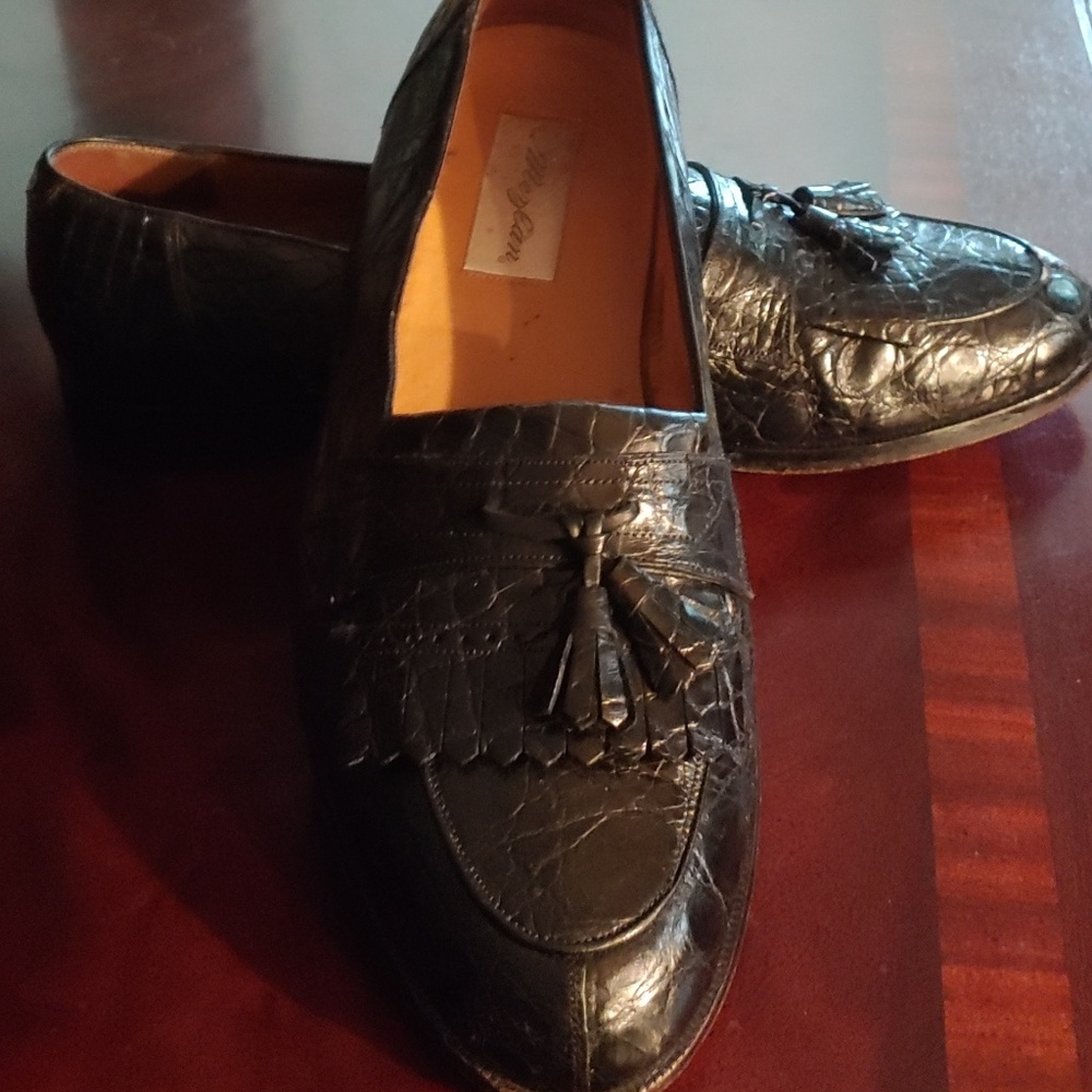 genuine crocodile alligator mezlan shoe black siz